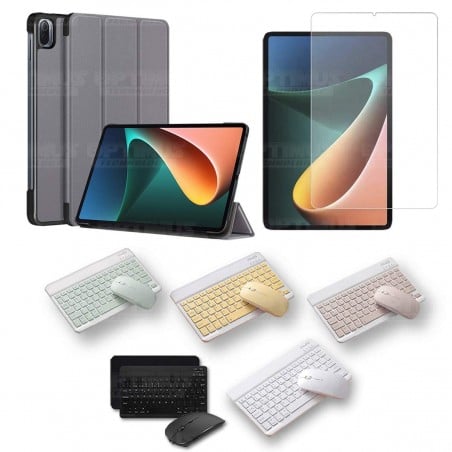 Kit Vidrio templado + Case Protector + Teclado y Mouse Bluetooth Tablet Xiaomi Mi Pad 5