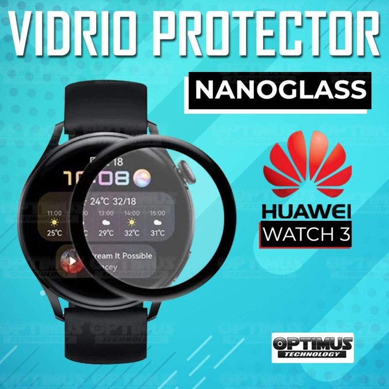 Vidrio Templado Cerámico Nanoglass Para Reloj Smartwatch Huawei Watch 3 46mm | OPTIMUS TECHNOLOGY™ | VTP-CR-HW3-46 |
