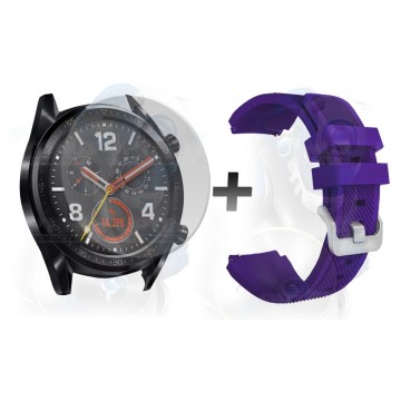 Kit Correa Pulso Manilla de Goma Y Vidrio Templado Huawei Gt 46mm | OPTIMUS TECHNOLOGY™ | CRRY-VTP-HW-GT-46 |