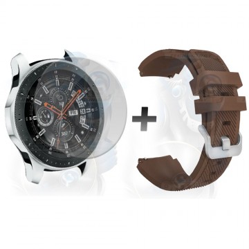 Kit Correa Pulso Manilla de Goma Y Vidrio Templado Samsung Galaxy Watch 46mm | OPTIMUS TECHNOLOGY™ | CRRY-VTP-GX-WCH-46 |
