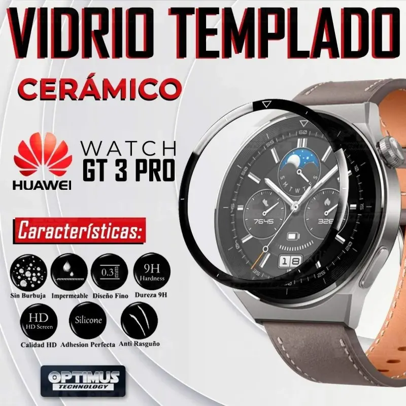 Vidrio Templado Cerámico Nanoglass Para Reloj Smartwatch Huawei Watch GT3 Pro 46mm | OPTIMUS TECHNOLOGY™ | VTP-CR-HW-GT3-PRO |