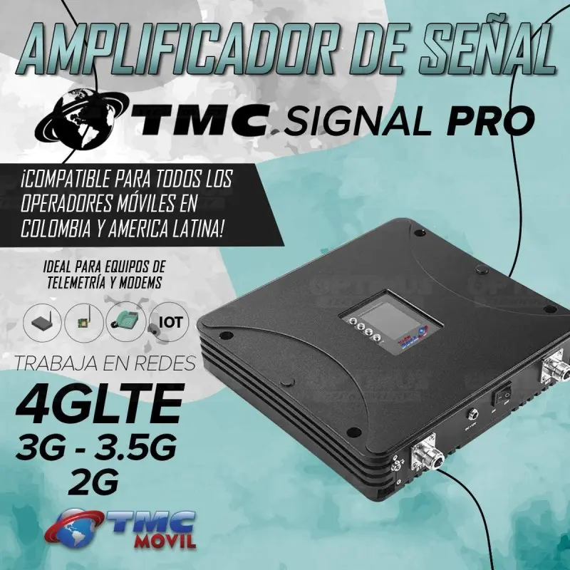 KIT Amplificador De Señal Celular TMC Signal PRO Repetidor Redes 4GLTE con antenas FULL BAND 700 - 2600 MHz TMC MOVIL - 4