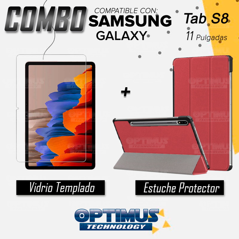 Kit Vidrio y Forro Tablet Samsung Galaxy Tab S8 11 Pug Pulgadas Antigolpes | OPTIMUS TECHNOLOGY™ | SGS811-300 |