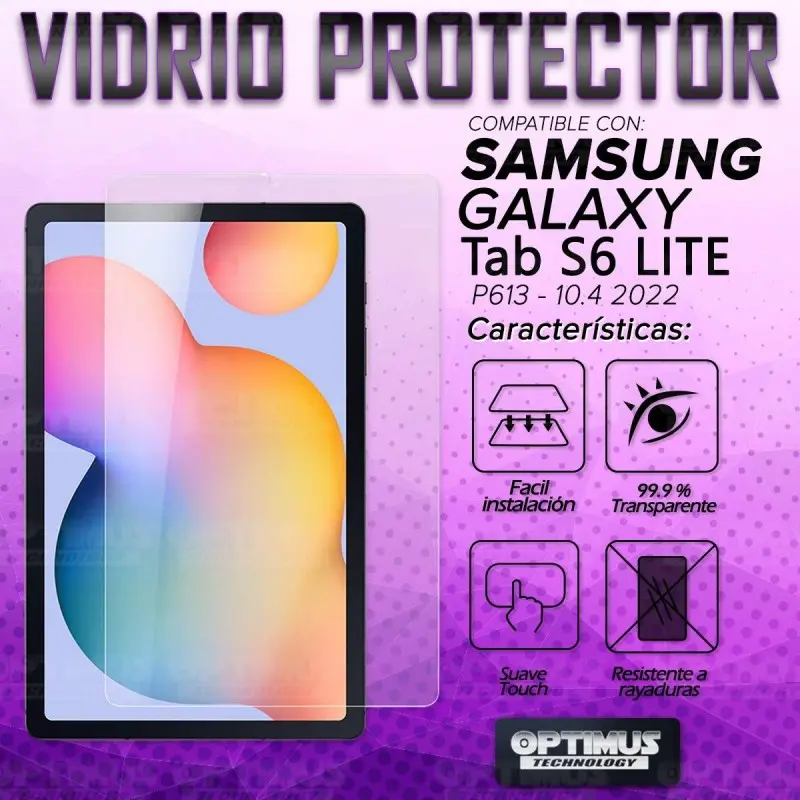 Vidrio Cristal Templado Protector para Tablet Samsung Galaxy Tab S6 Lite 10.4 2022 P619 - P613 OPTIMUS TECHNOLOGY™ - 3