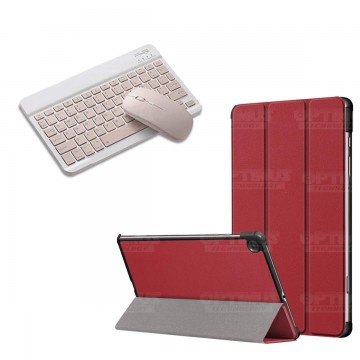 Kit Case Forro Protector + Teclado y Mouse Ratón Bluetooth para Tablet Samsung Galaxy Tab S6 Lite 10.4 2022 P619 - P613 OPTIMUS 