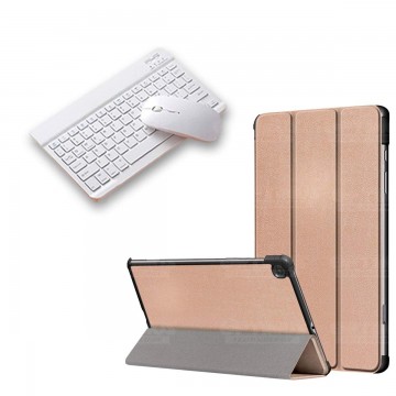 Kit Case Forro Protector + Teclado y Mouse Ratón Bluetooth para Tablet Samsung Galaxy Tab S6 Lite 10.4 2022 P619 - P613 OPTIMUS 