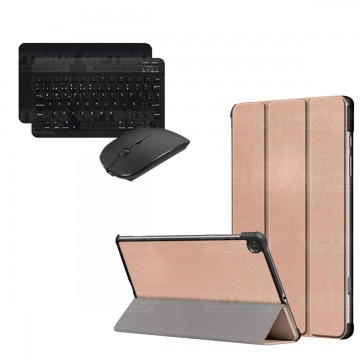 Kit Case Forro Protector + Teclado y Mouse Ratón Bluetooth para Tablet Samsung Galaxy Tab S6 Lite 10.4 2022 P619 - P613 OPTIMUS 