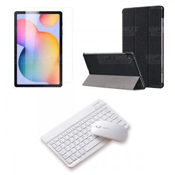 Kit Vidrio templado + Case Protector + Teclado y Mouse Bluetooth Tablet Samsung Galaxy Tab S6 Lite 10.4 2022 P619 - P613 OPTIMUS