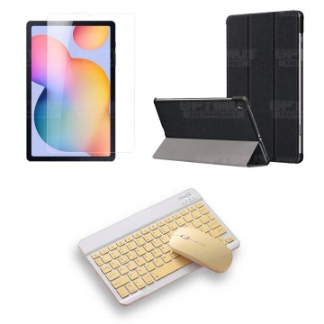 Kit Vidrio templado + Case Protector + Teclado y Mouse Bluetooth Tablet Samsung Galaxy Tab S6 Lite 10.4 2022 P619 - P613 OPTIMUS