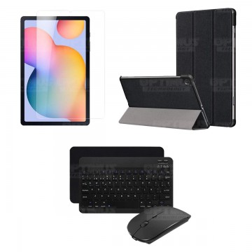 Kit Vidrio templado + Case Protector + Teclado y Mouse Bluetooth Tablet Samsung Galaxy Tab S6 Lite 10.4 2022 P619 - P613 OPTIMUS