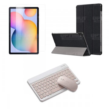 Kit Vidrio templado + Case Protector + Teclado y Mouse Bluetooth Tablet Samsung Galaxy Tab S6 Lite 10.4 2022 P619 - P613 OPTIMUS
