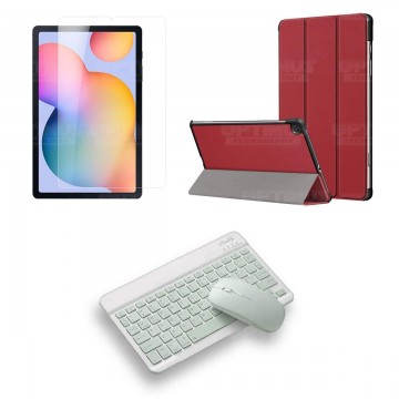 Kit Vidrio templado + Case Protector + Teclado y Mouse Bluetooth Tablet Samsung Galaxy Tab S6 Lite 10.4 2022 P619 - P613 OPTIMUS