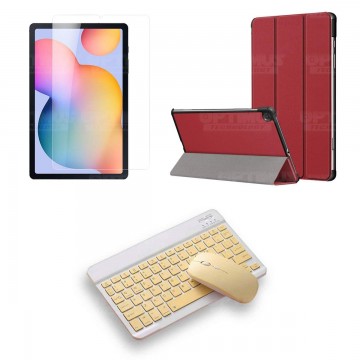 Kit Vidrio templado + Case Protector + Teclado y Mouse Bluetooth Tablet Samsung Galaxy Tab S6 Lite 10.4 2022 P619 - P613 OPTIMUS