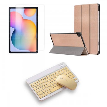 Kit Vidrio templado + Case Protector + Teclado y Mouse Bluetooth Tablet Samsung Galaxy Tab S6 Lite 10.4 2022 P619 - P613 OPTIMUS