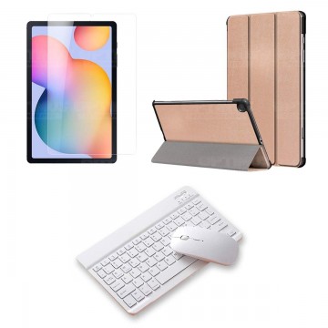 Kit Vidrio templado + Case Protector + Teclado y Mouse Bluetooth Tablet Samsung Galaxy Tab S6 Lite 10.4 2022 P619 - P613 OPTIMUS