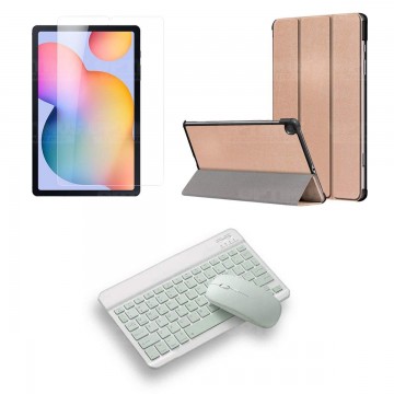 Kit Vidrio templado + Case Protector + Teclado y Mouse Bluetooth Tablet Samsung Galaxy Tab S6 Lite 10.4 2022 P619 - P613 OPTIMUS