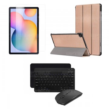Kit Vidrio templado + Case Protector + Teclado y Mouse Bluetooth Tablet Samsung Galaxy Tab S6 Lite 10.4 2022 P619 - P613 OPTIMUS