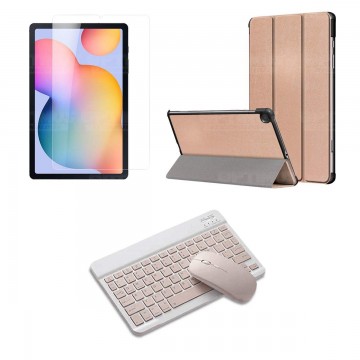Kit Vidrio templado + Case Protector + Teclado y Mouse Bluetooth Tablet Samsung Galaxy Tab S6 Lite 10.4 2022 P619 - P613 OPTIMUS