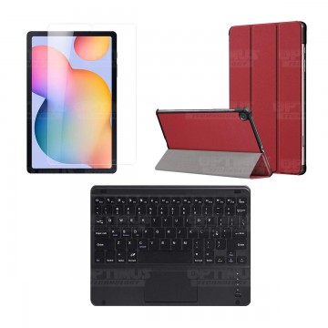 Kit Vidrio templado + Case Protector + Teclado Touchpad Bluetooth Tablet Samsung Galaxy Tab S6 Lite 10.4 2022 P619 - P613 OPTIMU