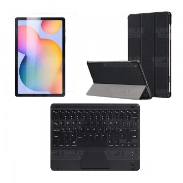 Kit Vidrio templado + Case Protector + Teclado Touchpad Bluetooth Tablet Samsung Galaxy Tab S6 Lite 10.4 2022 P619 - P613 OPTIMU
