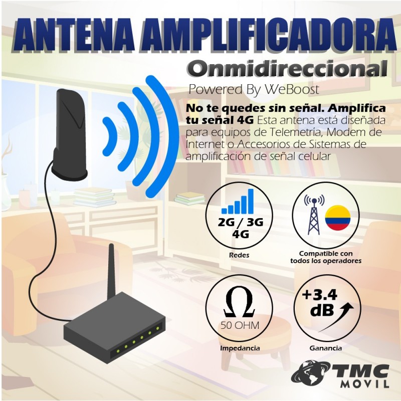 Antena amplificadora de señal WeBoost Onmidireccional de escritorio | WEBOOST COLOMBIA | ANT-WBST-ECRT |