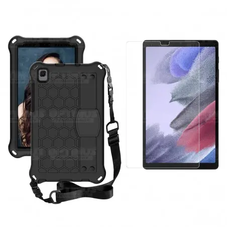 Kit Vidrio Cristal Templado Y Estuche Protector con Correa para Tablet Samsung Galaxy Tab A7 Lite 8.7 2021 T220 - T225
