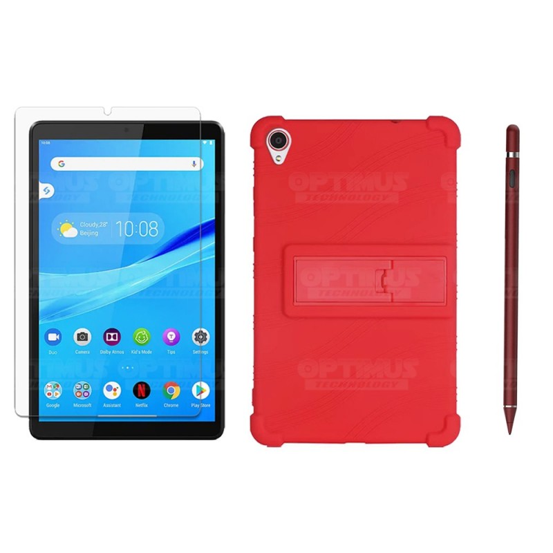 Kit Estuche Protector de goma + Vidrio Templado + Lápiz Digital para Tablet Lenovo Tab M8 8505x / x8505f
