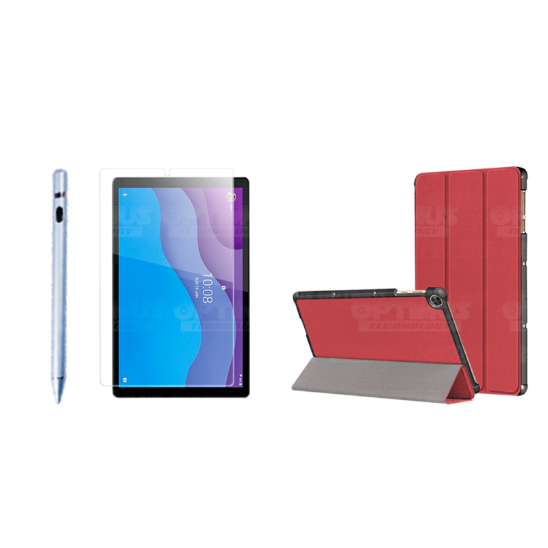 Combo Estuche Case Protector en Felpa+ Vidrio Cristal Templado + Lápiz Digital Para Tablet Lenovo Tab M10 HD TB-X306