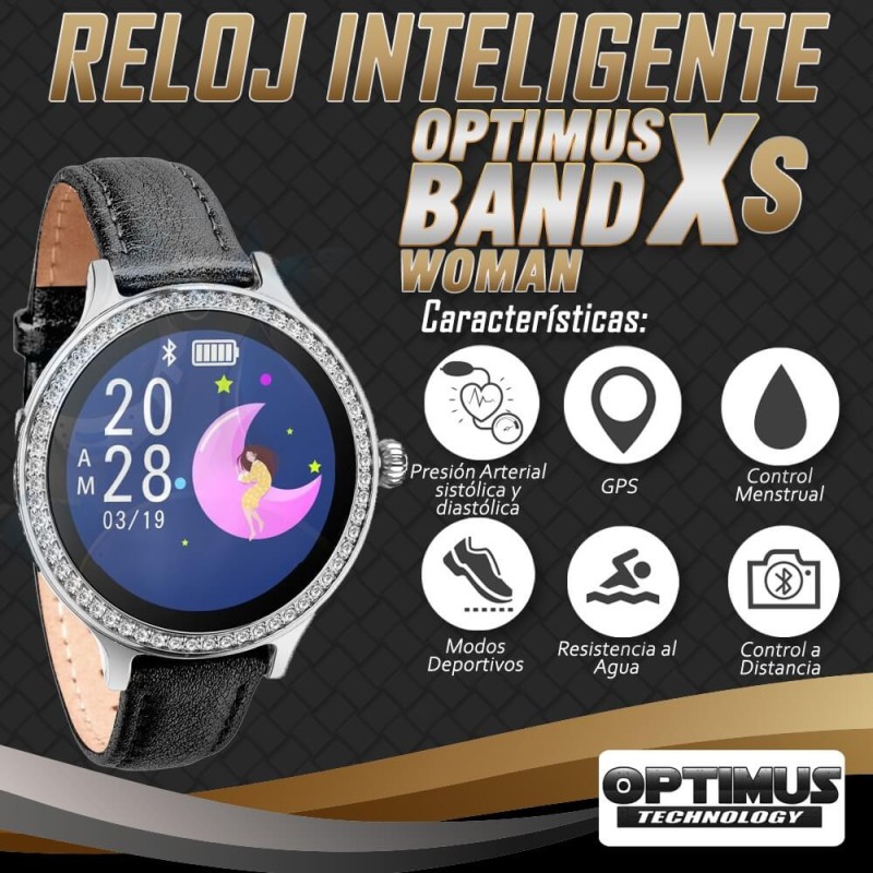 Smartwatch Reloj Inteligente OPTIMUS BAND XS WOMAN™ Mide Ritmo Cardíaco Control Menstrual | OPTIMUS TECHNOLOGY™ | OPTBXSW |