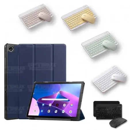 Kit Case Forro Protector + Teclado y Mouse Ratón Bluetooth para Tablet Lenovo Tab M10 Plus 3era Gen 10.6 2022 TB-125FU / TB-128F
