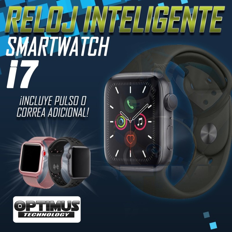 Reloj Inteligente Smartwatch I7 Negro Incluye Pulso y Estuche protector - GPS | OPTIMUS TECHNOLOGY™ | SWI7 |