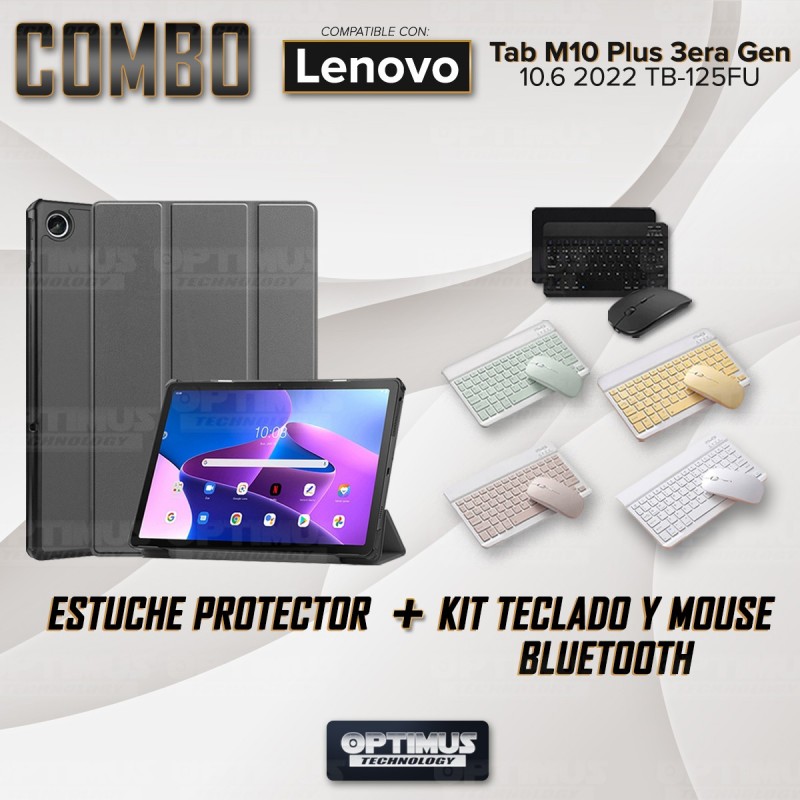 Para Lenovo Tab M10 Plus 10.6 3rd Gen 2022 YM-LX106 Tecla redonda  Desmontable Bluetooth Tablet Teclado Funda de cuero con mouse (Púrpura)