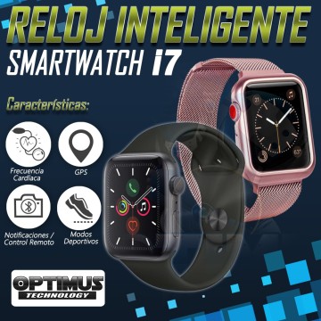 Reloj Inteligente Smartwatch I7 Negro Incluye Pulso y Estuche protector - GPS | OPTIMUS TECHNOLOGY™ | SWI7 |
