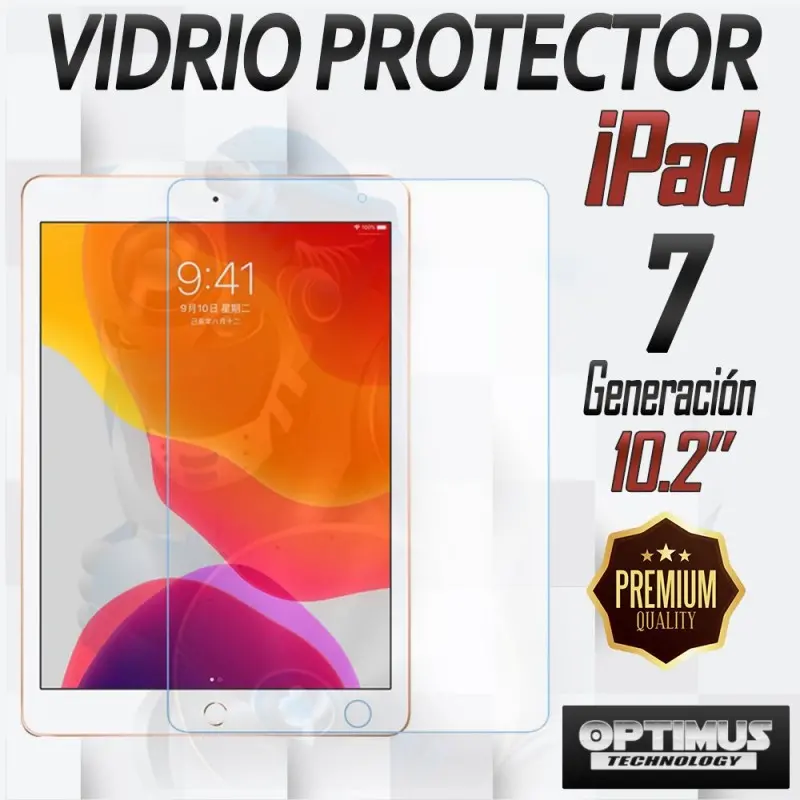 Vidrio Screen Protector Tablet iPad 7 Generación 10.2 | OPTIMUS TECHNOLOGY™ | VTP-IPD-7-10.2 |