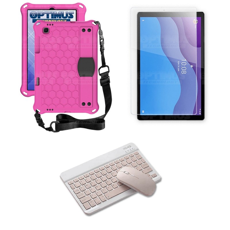 Kit Vidrio templado + Case Protector con correa + Teclado y Mouse Bluetooth Tablet Lenovo M10 HD TB-X306