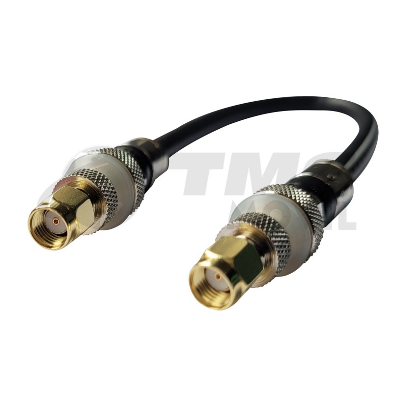 TMC MÓVIL Conector PIGTAIL SMA Macho RP Pin Hembra a SMA Macho RP Pin H ( x2 SMA Male RP ) cable RG-6 27,5cm Ultra Baja Perdida