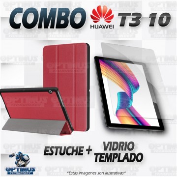 Kit Vidrio Templado y Estuche Case Protector Acrílico y Sintético Tablet Huawei T3-10 OPTIMUS TECHNOLOGY™ - 10