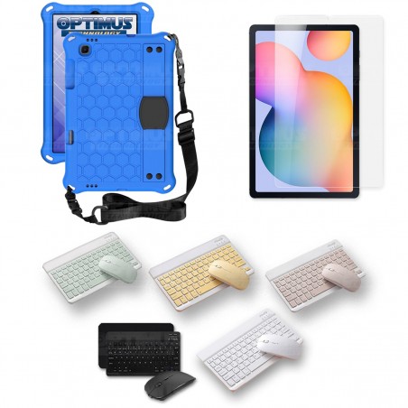 Kit Vidrio templado + Case Protector con correa + Teclado y Mouse Bluetooth Tablet Samsung Galaxy Tab S6 Lite 10.4 2022 P619