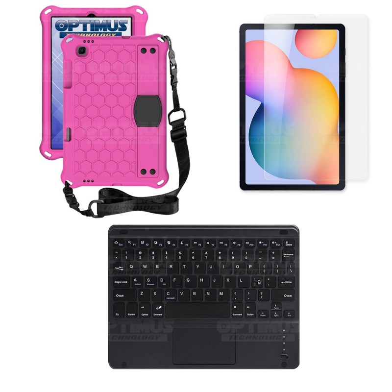 Kit Vidrio templado + Case Protector con correa + Teclado Touchpad Bluetooth Tablet Samsung Galaxy Tab S6 Lite 10.4 2022 P619