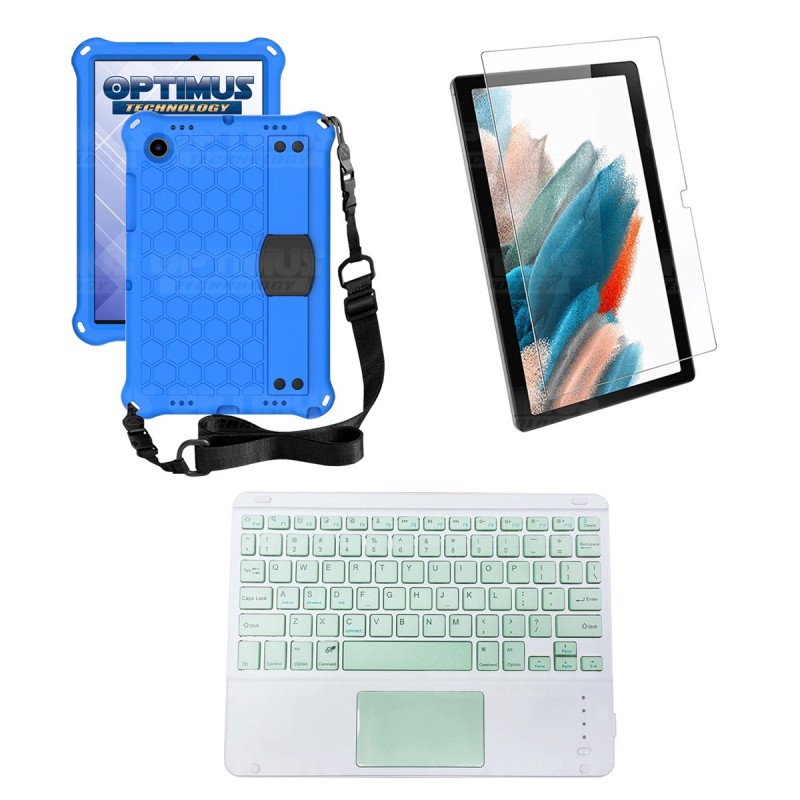 Kit Vidrio templado + Case Protector con correa + Teclado Touchpad Bluetooth Tablet Samsung Galaxy Tab A8 10.5 2021 SM-x205