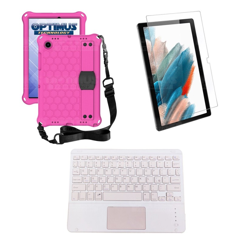 Kit Vidrio templado + Case Protector con correa + Teclado Touchpad Bluetooth Tablet Samsung Galaxy Tab A8 10.5 2021 SM-x205