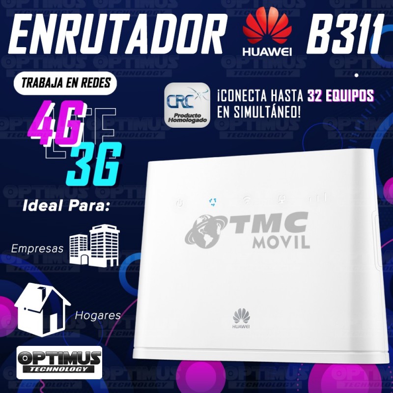 Enrutador Modem de Internet Huawei B311 Libre Todo Operador 4G LTE SIMCARD | HUAWEI COLOMBIA | 389090 | 6901443404056