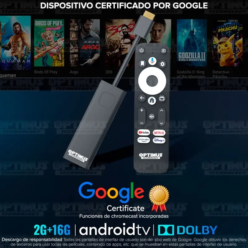 OPTIMUS TV GD1 4K - Android TV Certificado