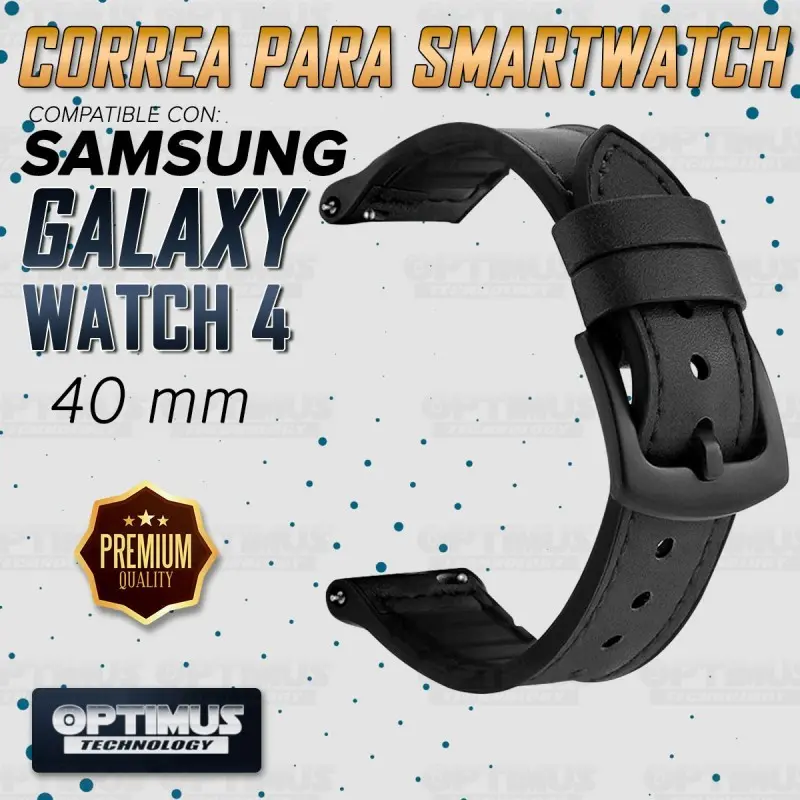 Pulso Correa De Cuero 20mm para Samsung Galaxy Watch 4 40mm Color Negro