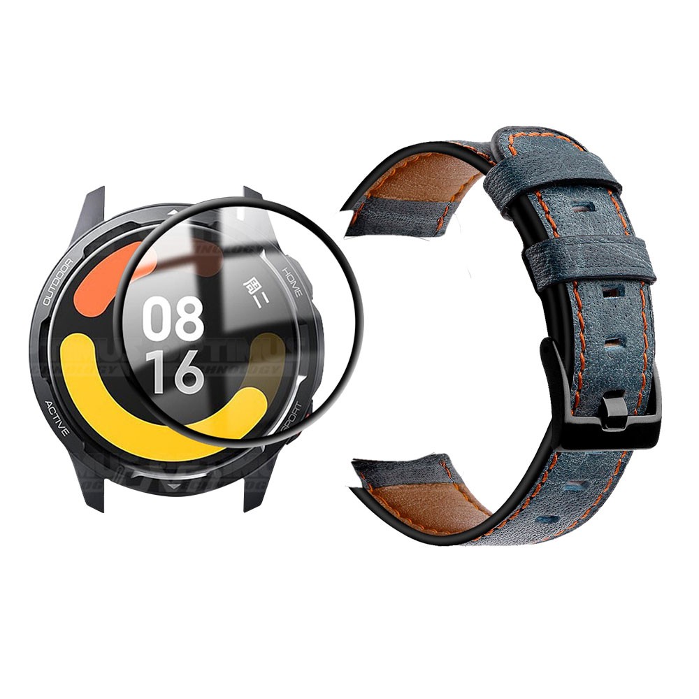 Correa cuero y Vidrio para Reloj Xiaomi Watch S1 Active GL Color Gris