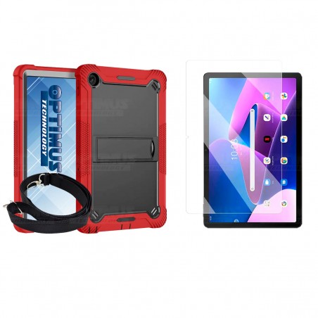 Kit Vidrio Templado Y Estuche Protector con Correa para Tablet Lenovo Tab M10 Plus 3era Gen 10.6 Pulgadas 2022 TB-125FU