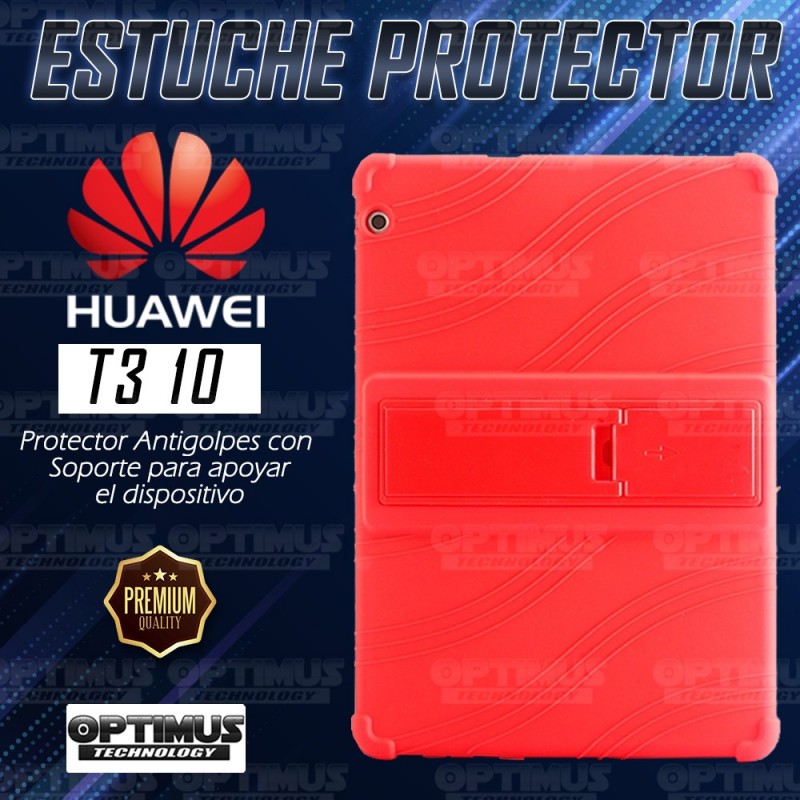 Combo Vidrio templado y Estuche Protector de goma antigolpes con soporte Tablet Huawei T3-10 OPTIMUS TECHNOLOGY™ - 3