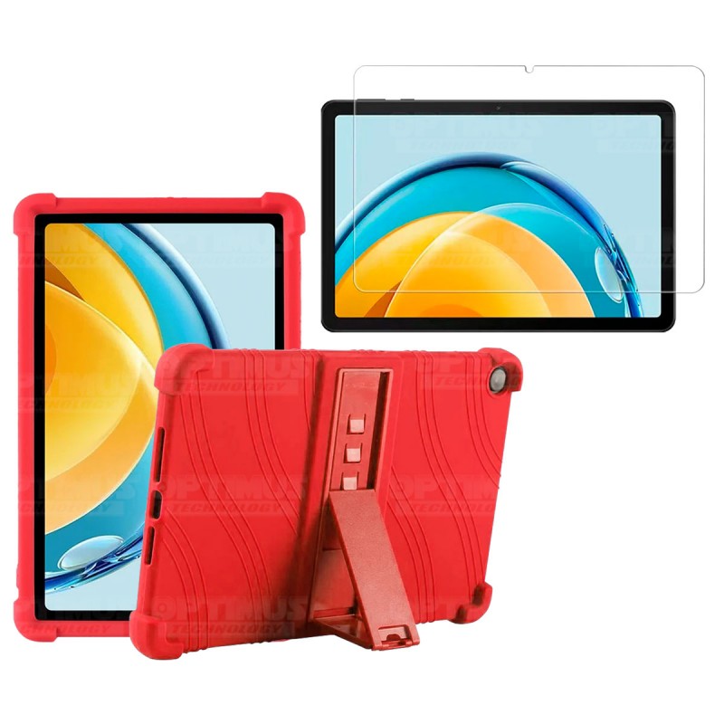Kit Vidrio templado y Estuche Protector de goma antigolpes con soporte Tablet Huawei Matepad SE 10.4 Pulgadas 2023 AGS5-L09