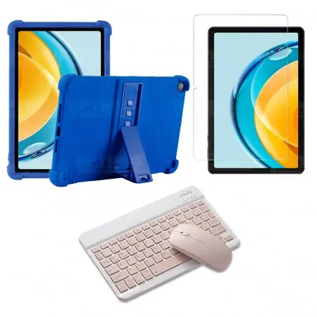 Kit Vidrio templado + Estuche Protector Goma + Teclado Bluetooth Tablet Huawei Matepad SE 10.4 Pulgadas 2023 AGS5-L09 / AGS5-W09