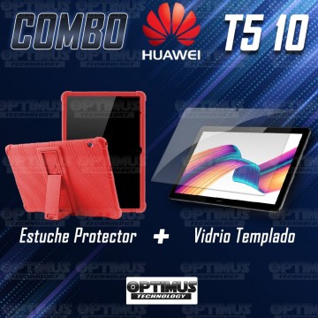Kit Vidrio templado y Estuche Protector de goma antigolpes con soporte Tablet Huawei T5-10 OPTIMUS TECHNOLOGY™ - 12